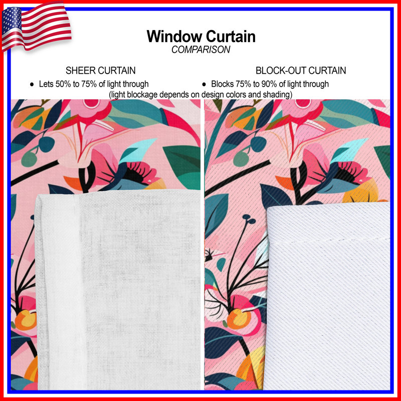 Rideaux floraux, voilages et voilages à motif floral - 1 panneau, 50 po x 80 po - 1 panneau, Transparent