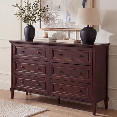 6-Drawer Double Dresser with Solid Wood Frame