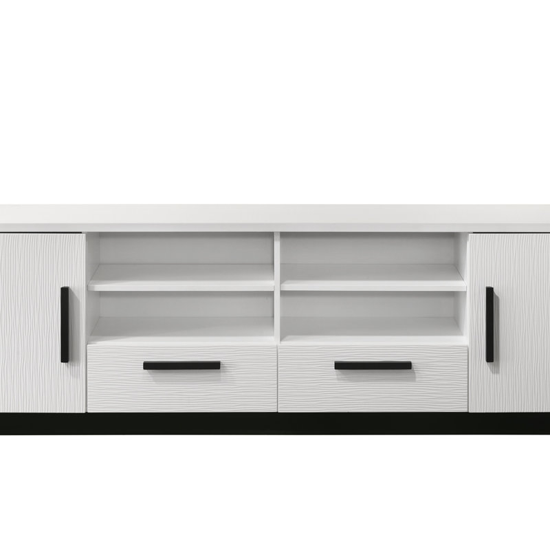 70.5" White Finish TV Stand With Drawers