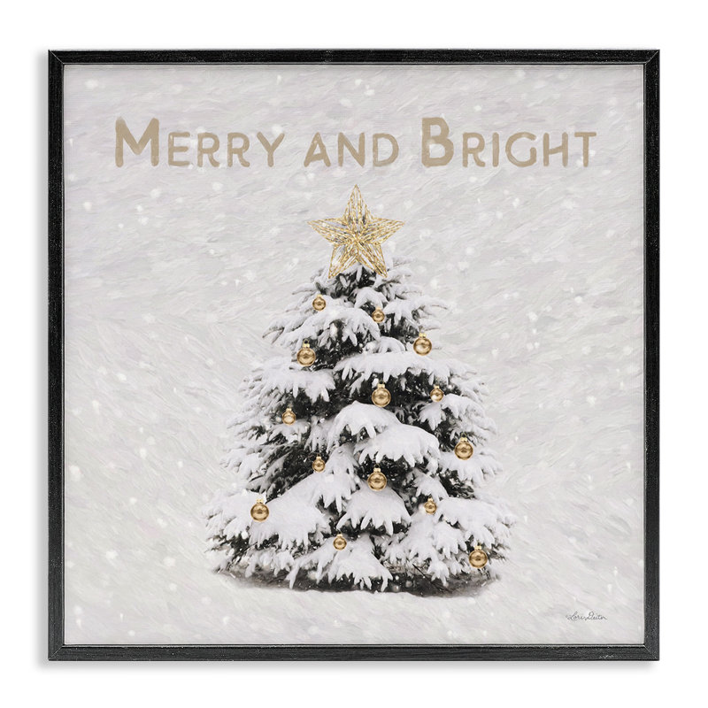 «Merry And Bright Scene On Wood» par Lori Deiter, reproduction, Giclée encadrée noir minuit, H 12 po x l 12 po x P 1,5 po