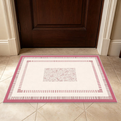 Pink Striped Border carpet-easy to clean, machine-washable, soft and comfortable; suitable for door mats, kitchens, living rooms, bedrooms, corridors, and laundry areas. Easy to clean, durable carpet for home decoration.