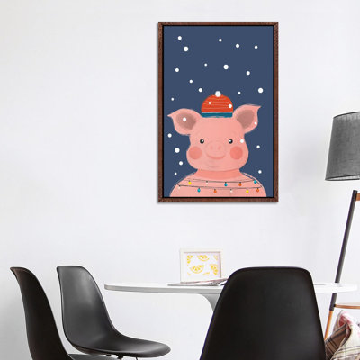 Christmas Pig by Show Me Mars - Floater Frame Gallery-Wrapped Canvas Giclée on Canvas