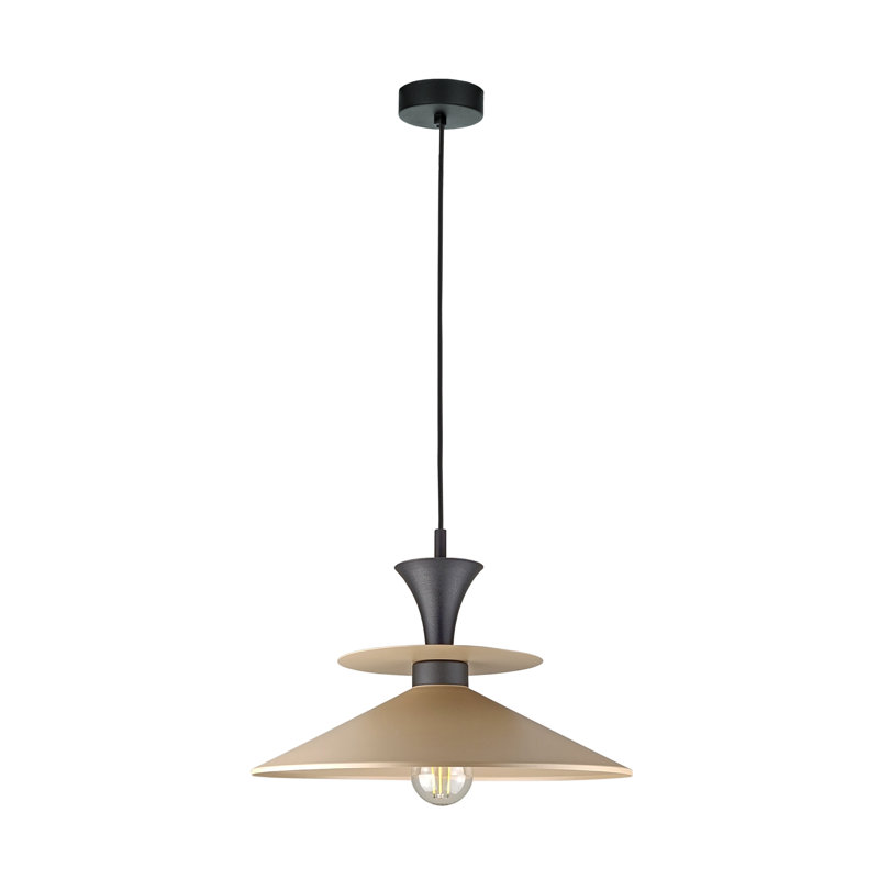 1 - Light Matte Black Dome Pendant, Black/Latte