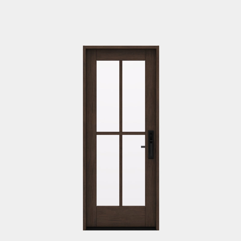 G104-SW-80 | Porte simple 80 po, extérieur pré-monté RTA, SDL 4 Lite, bois d'acajou brut, 33.75" x 82" [32" Door]