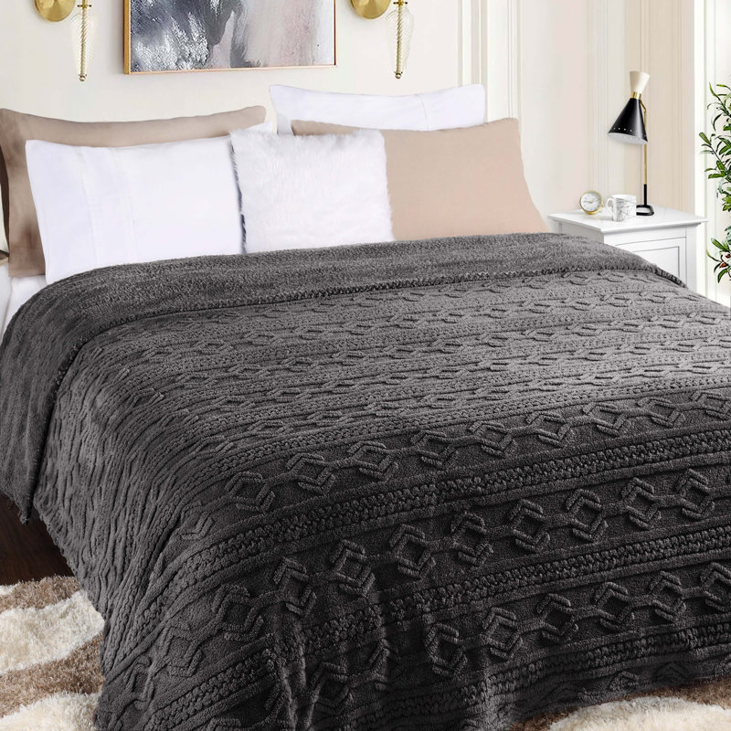 Literie moelleuse Boho, Gris anthracite, Très grand lit
