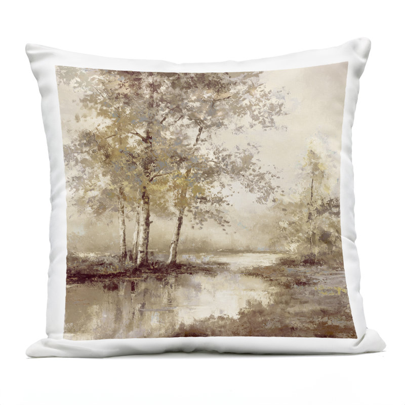 Oreiller imprimé extérieur Dappled Forest Scenery, design par T.C. Chiu