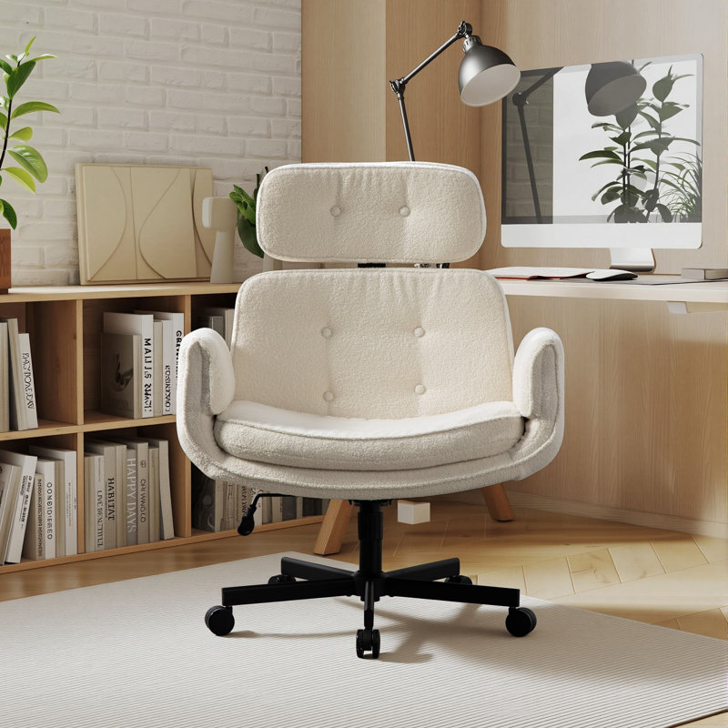 Chaise de bureau à pieds croisés avec accoudoirs réglables, hauteur de siège et appui-tête amovible