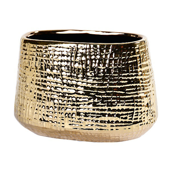 Raphaela Ceramic Table Vase, Gold, 5" H x 7' W x 3" D
