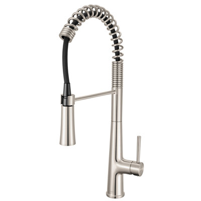 Ruvati Seneca Single Handle Pull Down Kitchen Faucet Spot Proof Stainless Steel Modern with Pre-Rinse Sprayer