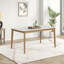 Ensemble de table de salle à manger 6 pièces, une table, un banc et quatre chaises, plateau de table blanc ultrabrillant de couleur chêne clair