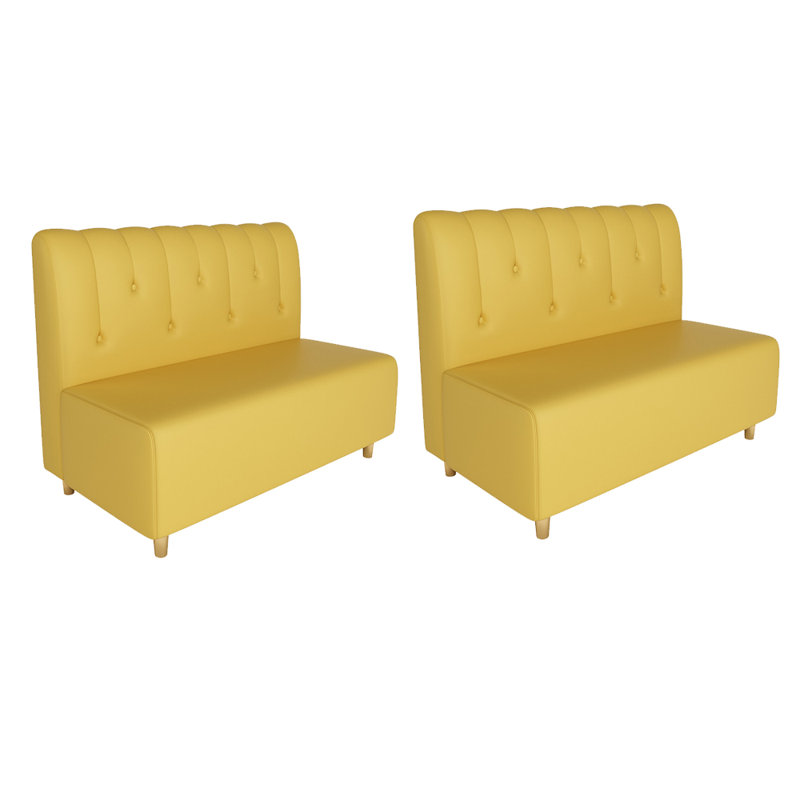 Banc rembourré en similicuir, Jaune
