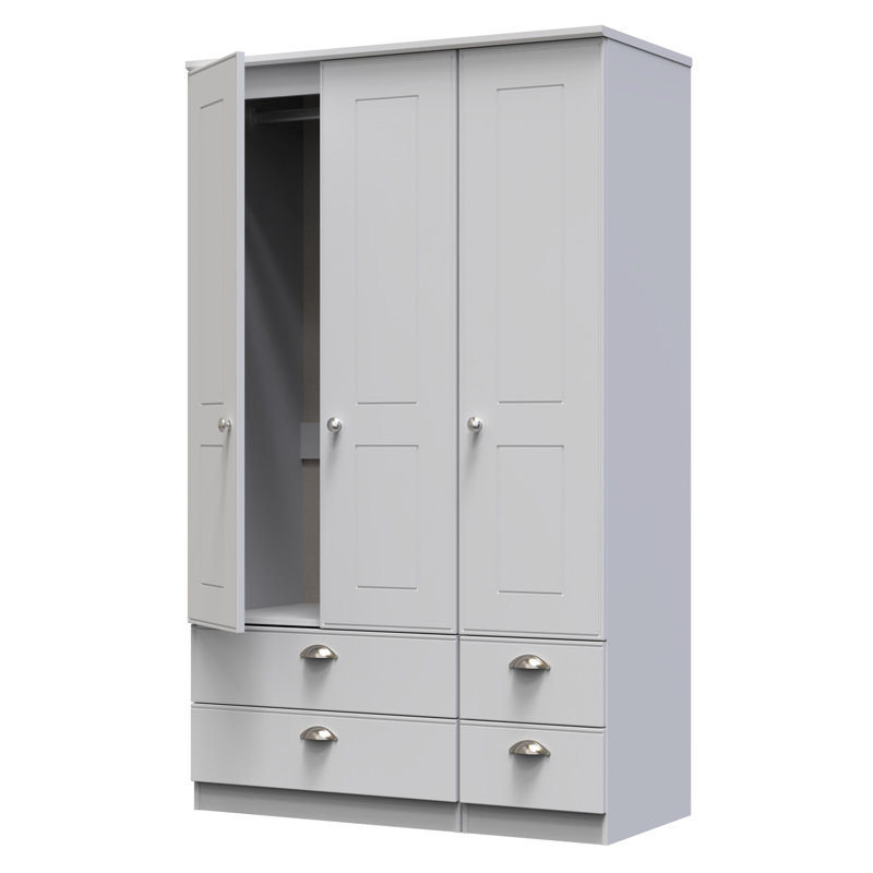Conners Tall Triple 4 Drawer Wardrobe , Grey Matt