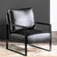 Fauteuil de style Mid-Century, fabrication en métal renforcé, fauteuil en similicuir noir pour le salon, revêtement carré en microfibre tacheté, pièce, chambre à coucher, bureau personnel-374976108