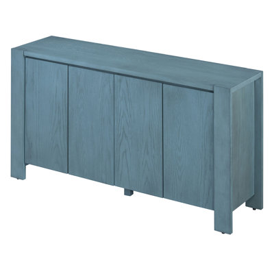 Buffet avec rangement, buffet en bois rétro à 4 portes avec finition vieillie et tablettes réglables pour la salle à manger, la cuisine et le salon 