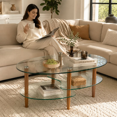 Table basse ovale avec rangement Xamiera