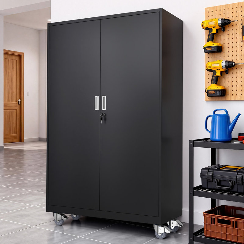 Armoire à outils noire avec roulettes