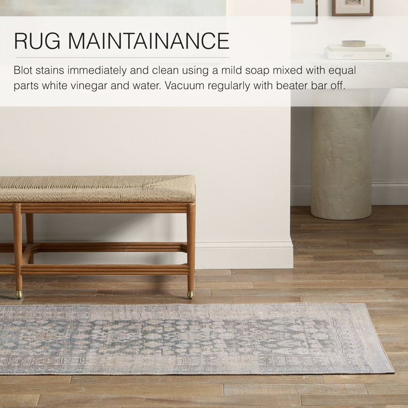 Machine Washable Jihane Oriental Machine Woven Polyester Area Rug in Gray/Tan, Runner 2' x 6'