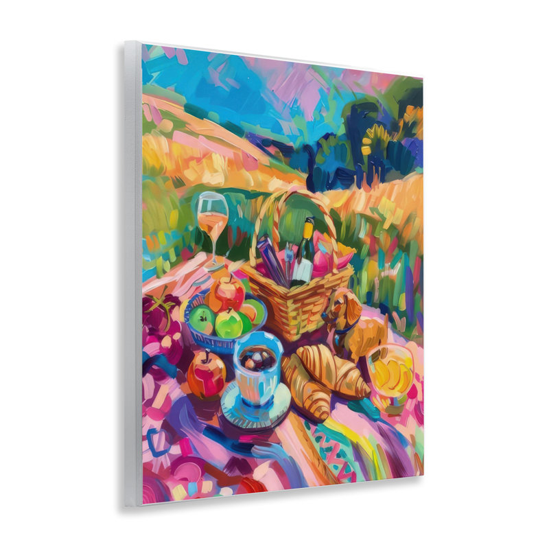  Bright Impressionist Picnic Wall Plaque Art by LSR Design Studio
