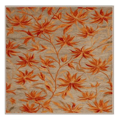 Tapis botanique beige lavable à la machine