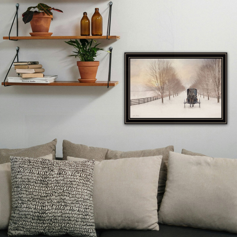 Art mural encadré Snowy Amish Lane, Noir