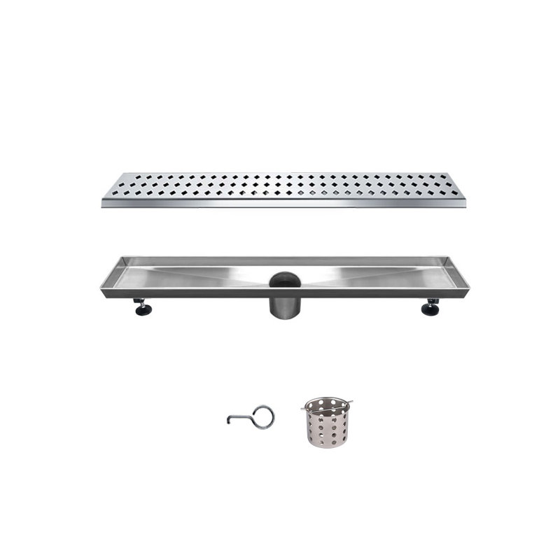 Mississippi River Series 24 Inch Long Stainless Steel Linear Floor Shower Drain