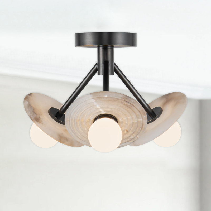 Plafonnier semi-encastré en verre Dahlia, Bronze urbain