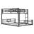 L-Shaped Metal Twin over Full Bunk Bed, Kids Space-Saving Steel Frame, Black