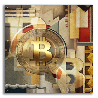 «Bitcoin Deco Six» par Steve Hunziker, art mural en verre acrylique