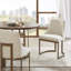 Chaises de salle à manger avec cadre en métal doré antique et pieds de traîneau, ensemble de 2, beige chaud, L 22 po x l 21 po x H 33,5 po