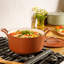 Bloomhouse 7 Qt Cast Iron Dutch Oven w/ Lid, European Enamel, & Walnut Wood Trivet - Oat White-490643242