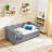 Twin Size Cozy Gingham Daybed with Two Storage Drawers, with USB Port and Adorable Wave Shaped, Linen Fabric-2130229565