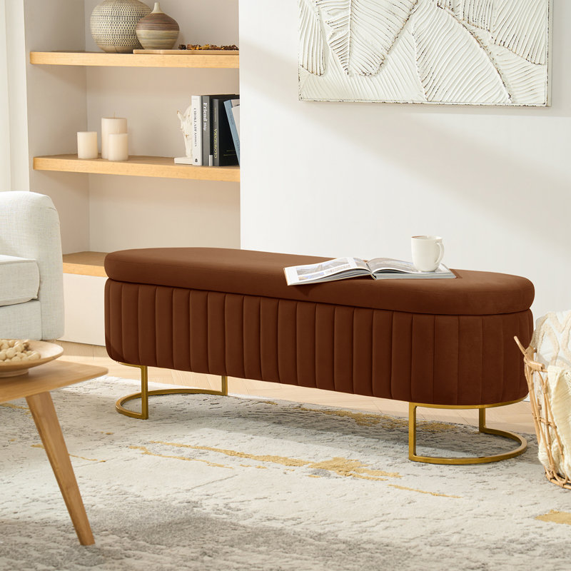 Banc de rangement rembourré Ferdinand, Colombe, H 19 po x l 55,5 po x P 17 po