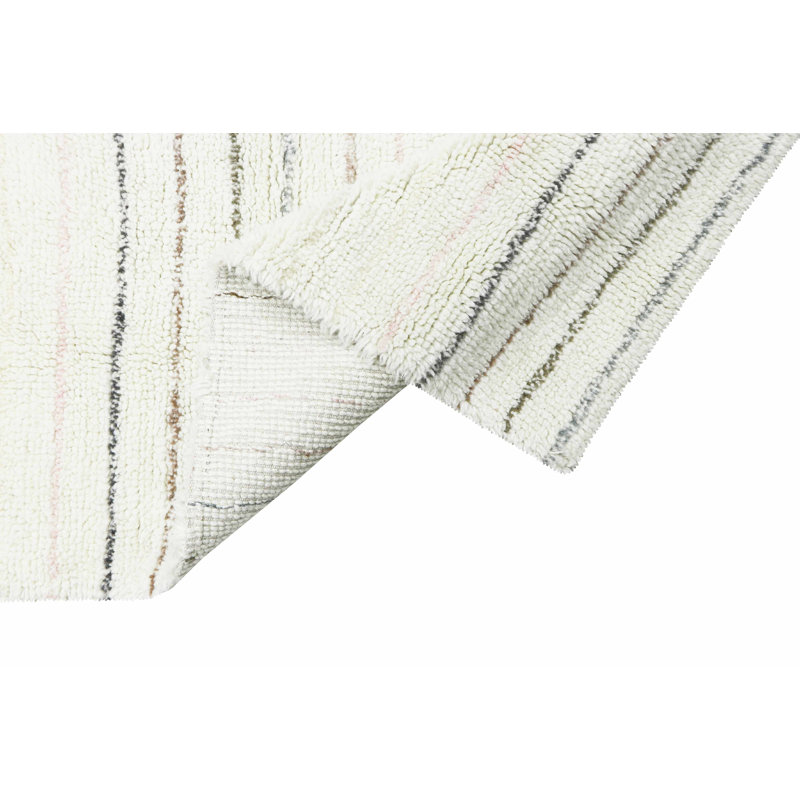 Tapis rose en laine mouton Arona rond, Rectangle 2 pi 7 po x 4 pi 7 po