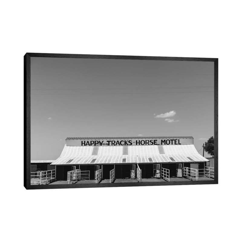Horse Motel 1 Piece Wall Art on Canvas, 66.04cm H x 101.6cm W x 3.81cm D, Black Framed