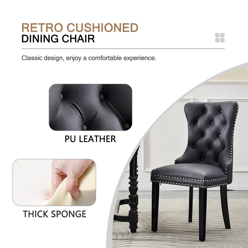 Black Parsons Dining Chairs (Set of 2), Charcoal, Black