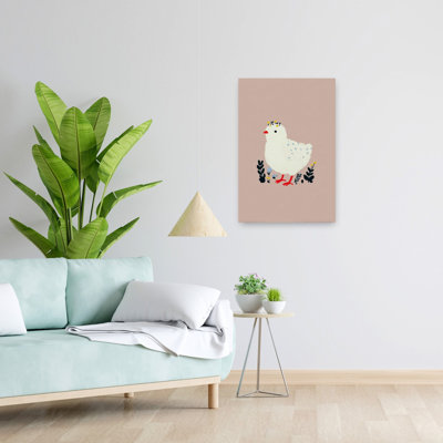 Flower Chick Whimsical Contemporary Bird Flower Nature Wall Art