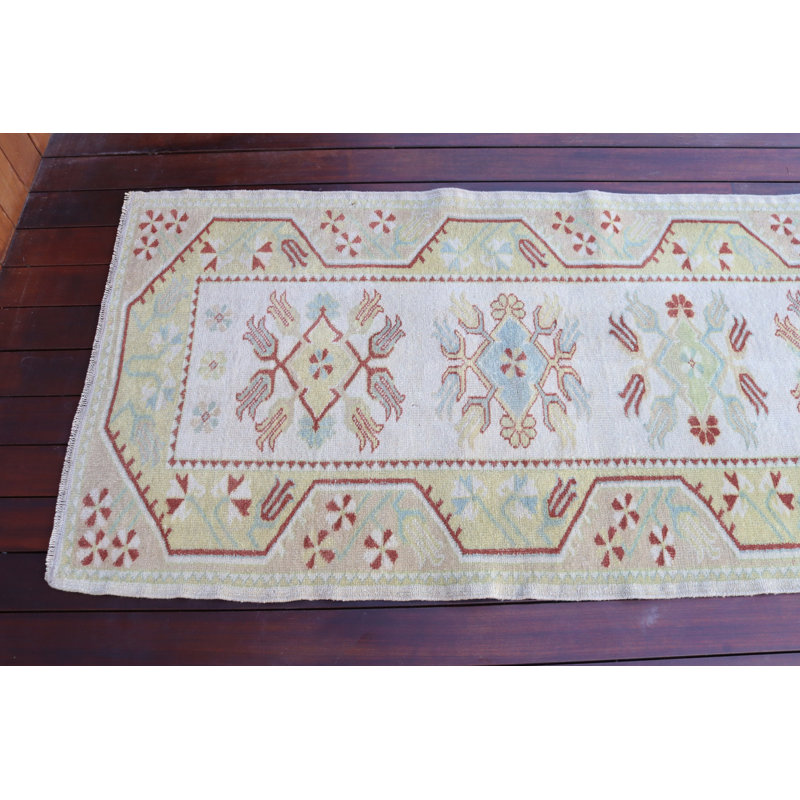 Tapis de couloir turc rétro tissé à la main, idéal pour ajouter une touche d'élégance à votre couloir ou salon