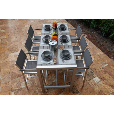 6 - Person Patio Dining Set Rectangular Table with Cushions Included