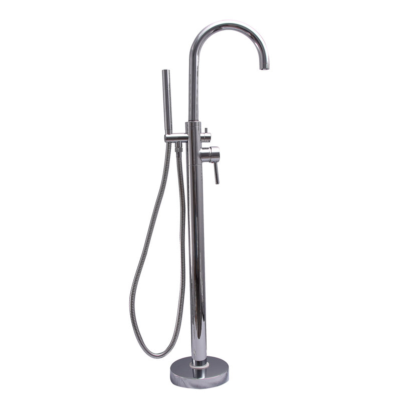Robinet de baignoire thermostatique autoportant à fixation au sol Burney, Chrome poli