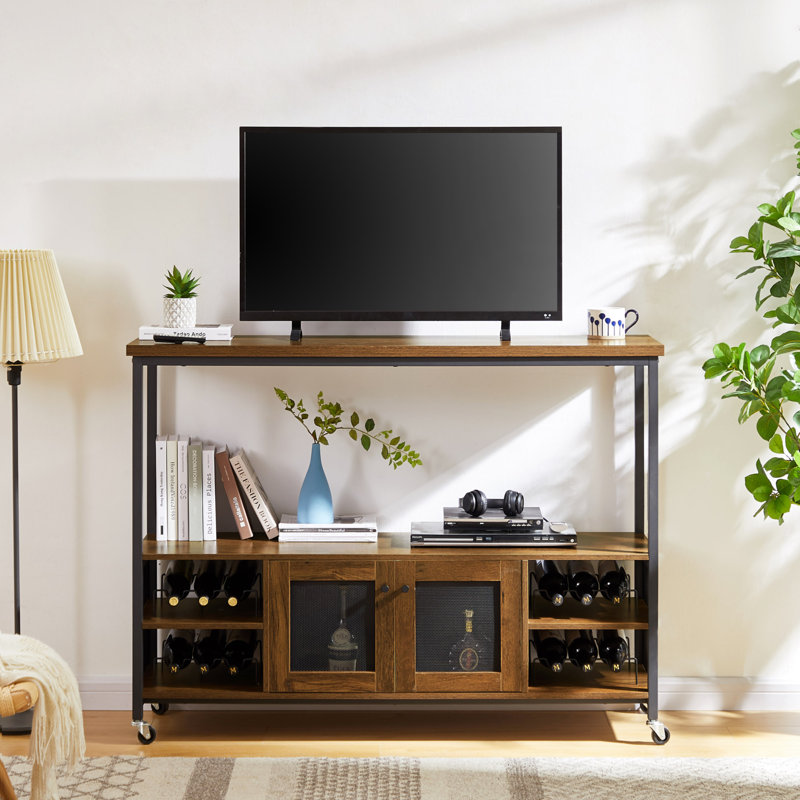 Armoire-bar avec compartiment de rangement 54,11 po Yairis, Brun
