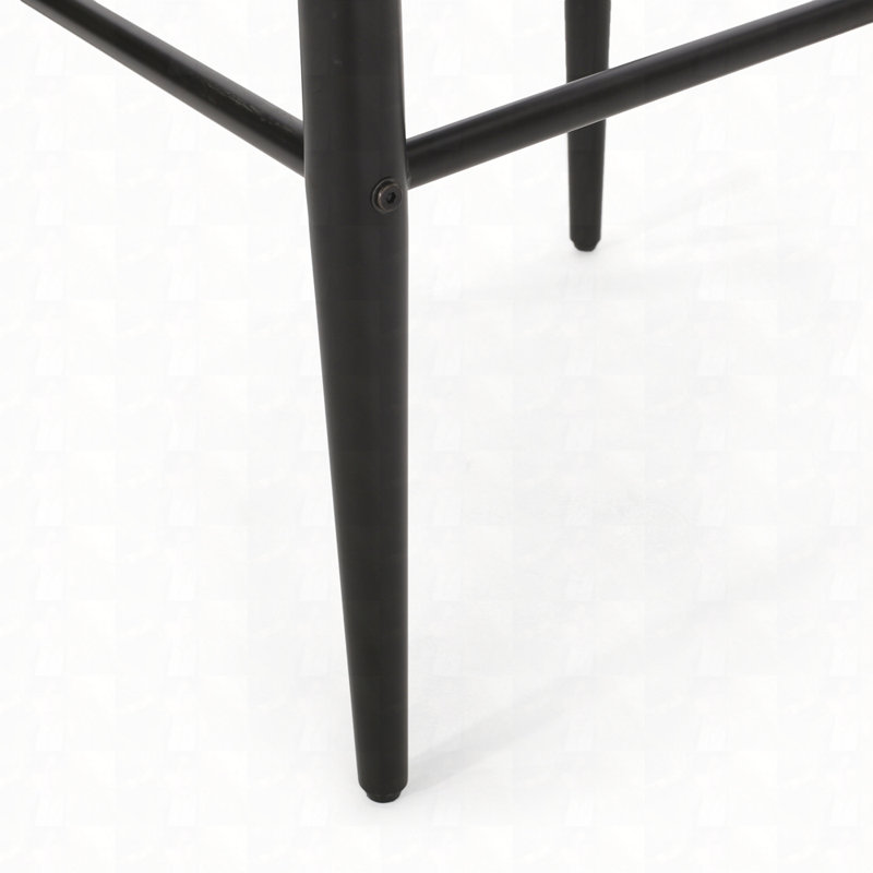 Ensemble de 2 tabourets de bar rembourrés, Noir, Tissu gris