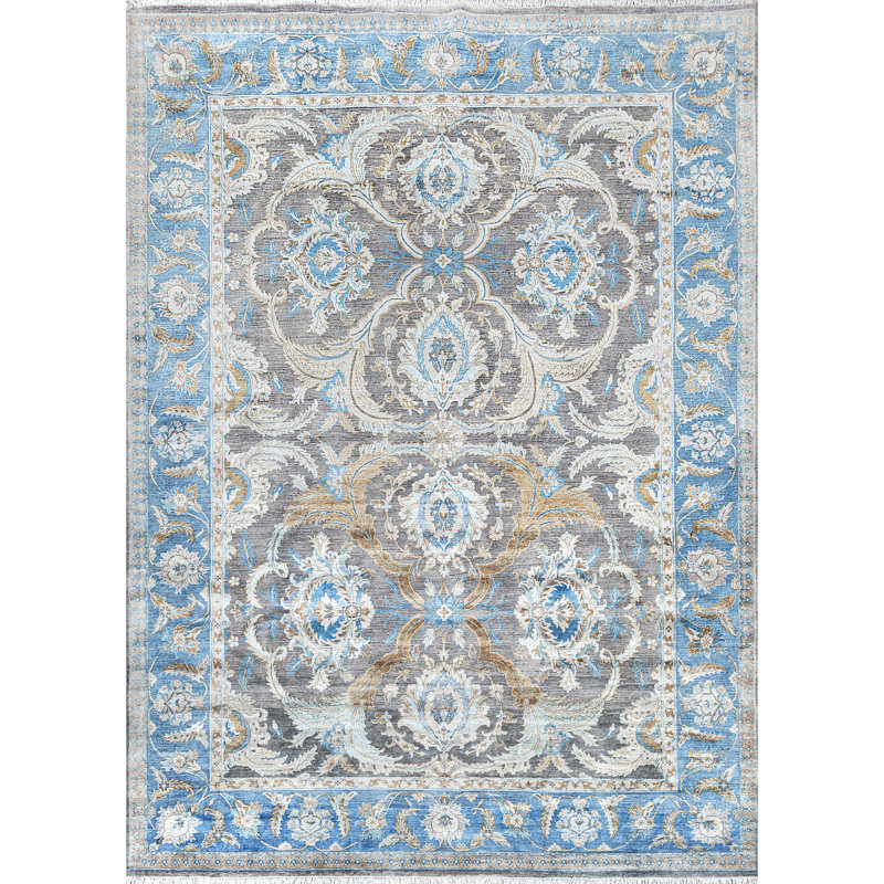 Tapis multicolore de haute qualité noué à la main, Rectangle de 5 pi x 8 pi