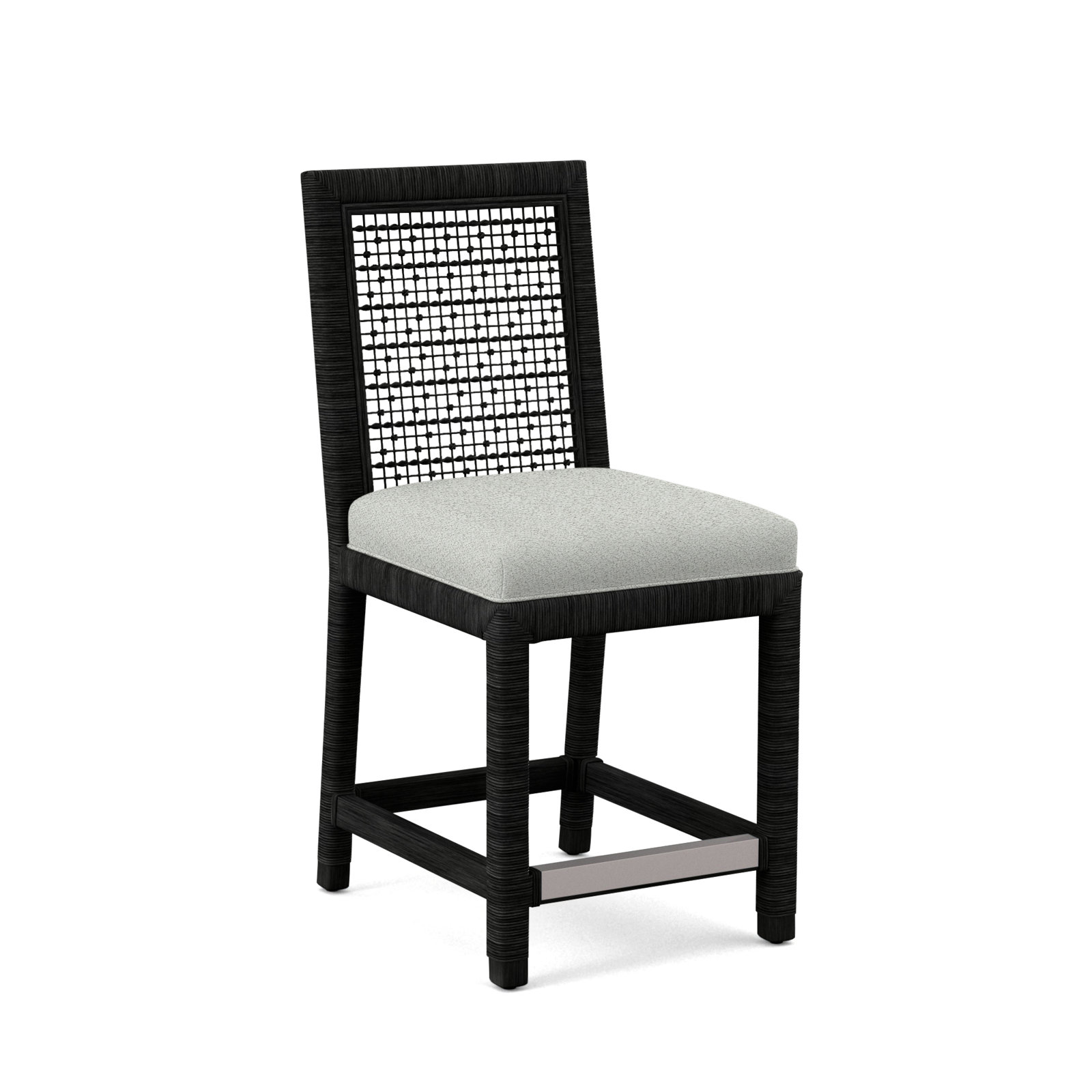 Scotia 24" Counter Stool, Black, White Performance Fabric