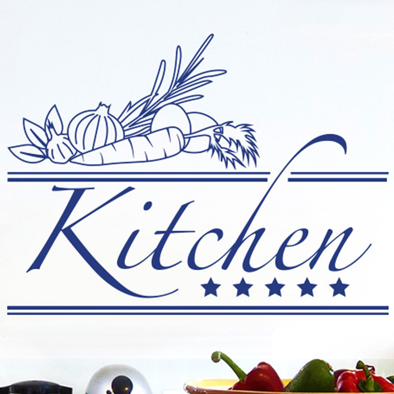 Food & Beverage Non-Wall Damaging Wall Decal, Medium, Dark Blue