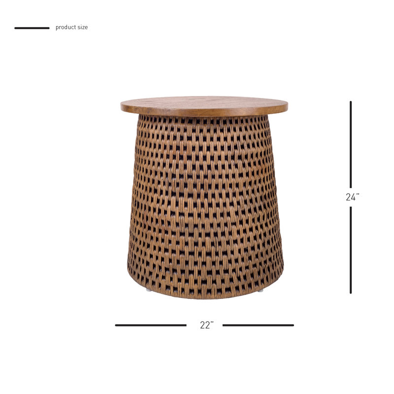 Apputhurai Solid Wood Top End Table, Brown