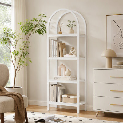 4-Tier Bookshelf, Arched Bookcase Display Rack with Storage Shelves