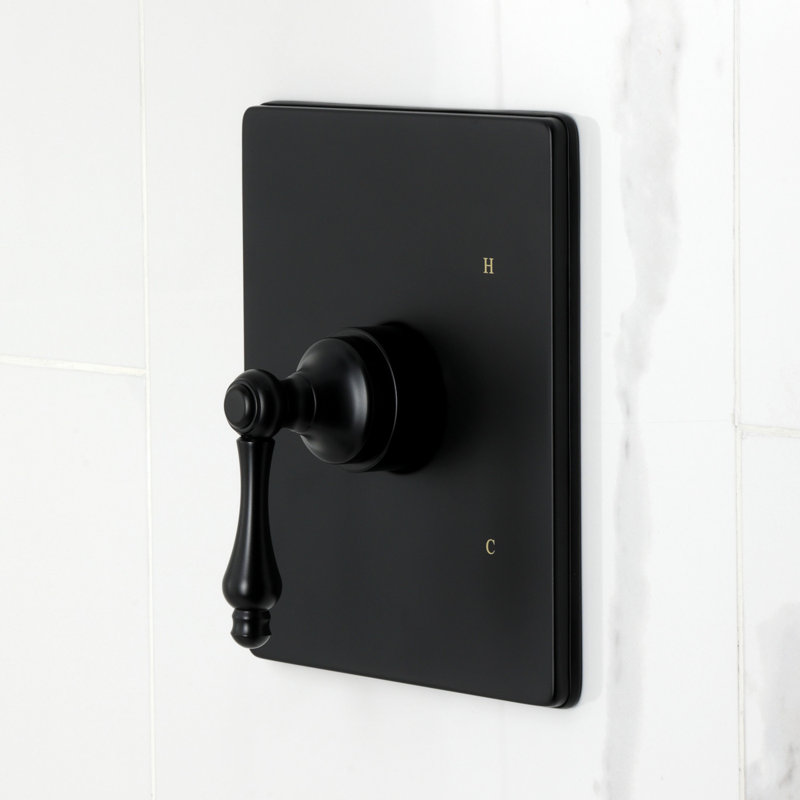 Kingston Brass Single-Handle Pressure Balanced Tub And Shower Faucet, Matte Black, Lever Handle
