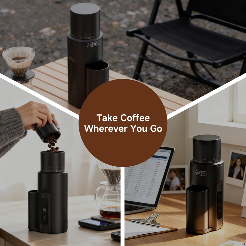 Moulin à café portatif Hibrew G5mini, meule conique en acier inoxydable de 38 mm, réglage en continu en 100 étapes, batterie rechargeable de type C de 5200 mAh pour espresso et verseur