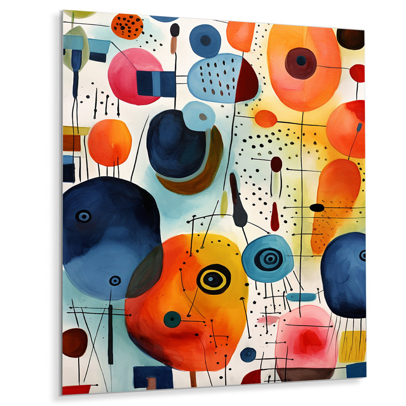 Colorful Mid Century Shapes 1 - Art mural géométrique en métal, H 32 po x l 24 po x P 1 po