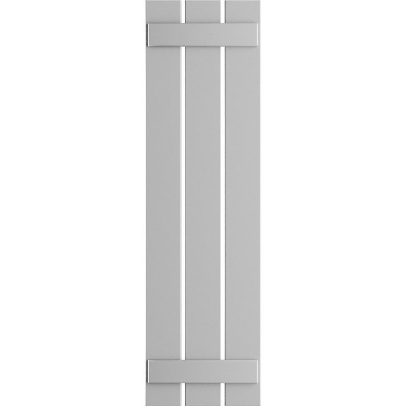 Volets en PVC True Fit à trois planches espacées, Apprêté, H 44 po x l 17,125 po x P 0,625 po